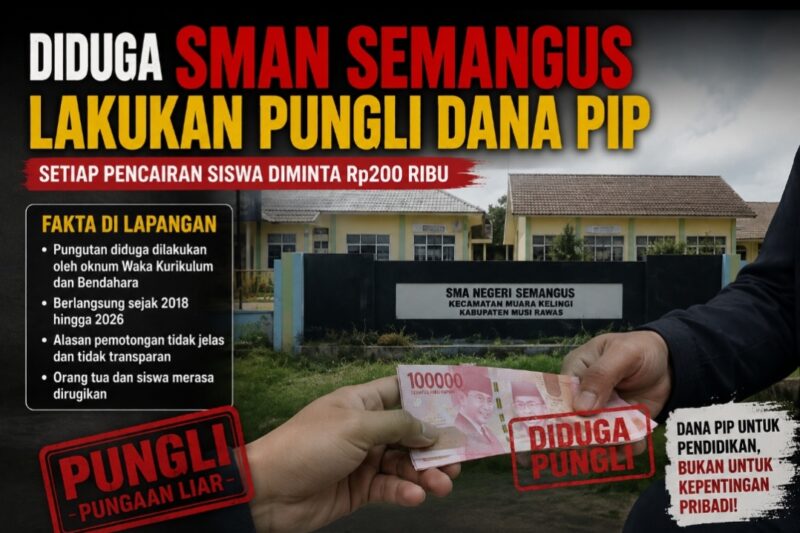 Diduga “Budaya Pungli” Berlangsung Sejak 2018, Dana PIP SMAN Semangus Dipotong